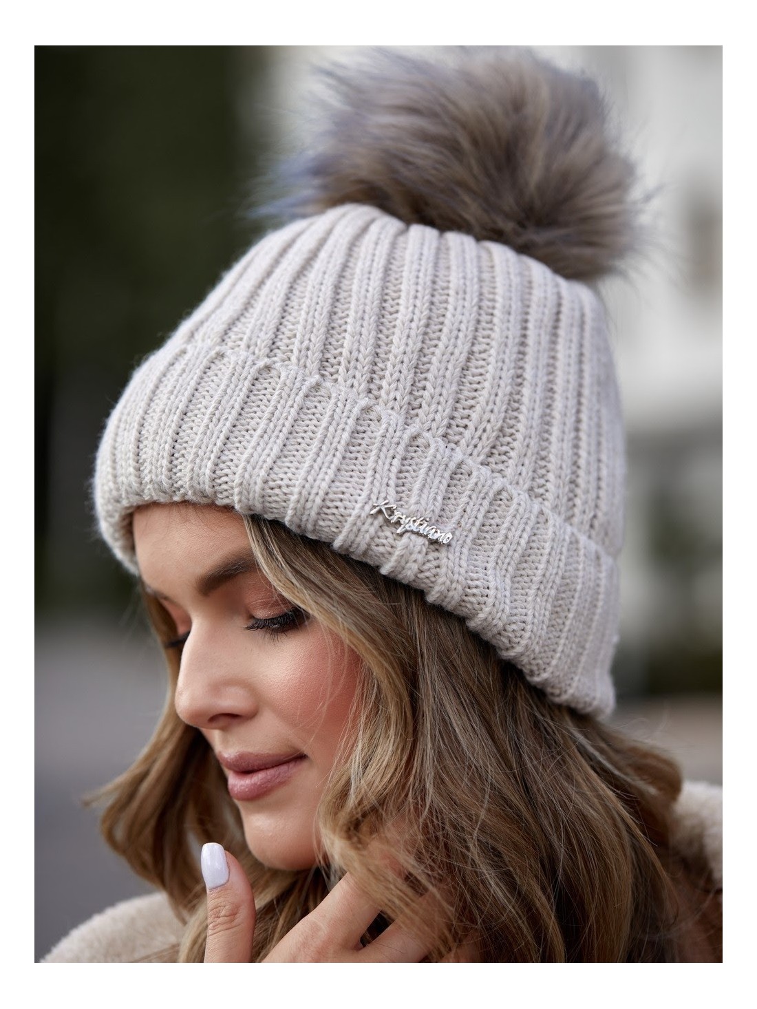 Beige winter hat C1 - Online store - Boutique